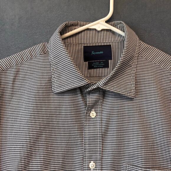 Faconnable Trend Shirt Mens XL Designed in France Houndstooth Geometric Diamonds - Picture 6 of 10